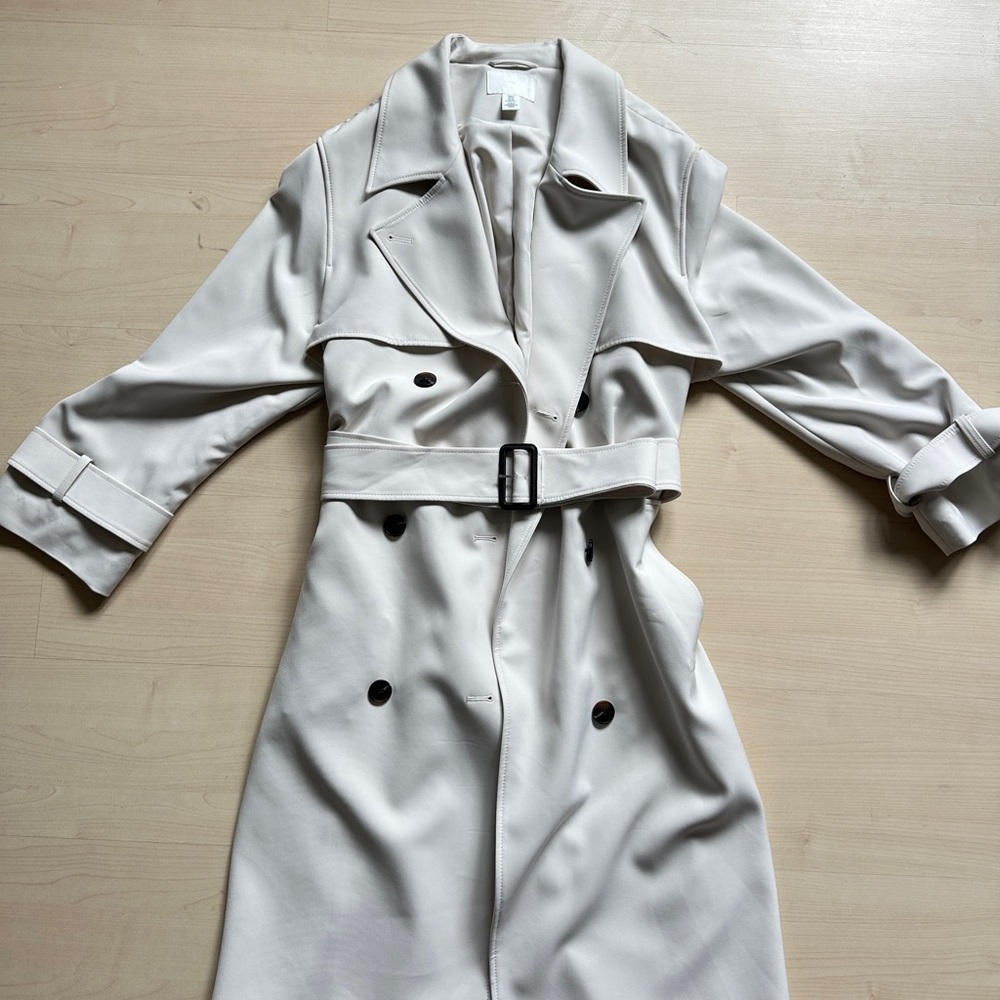 H&M white light trench coat